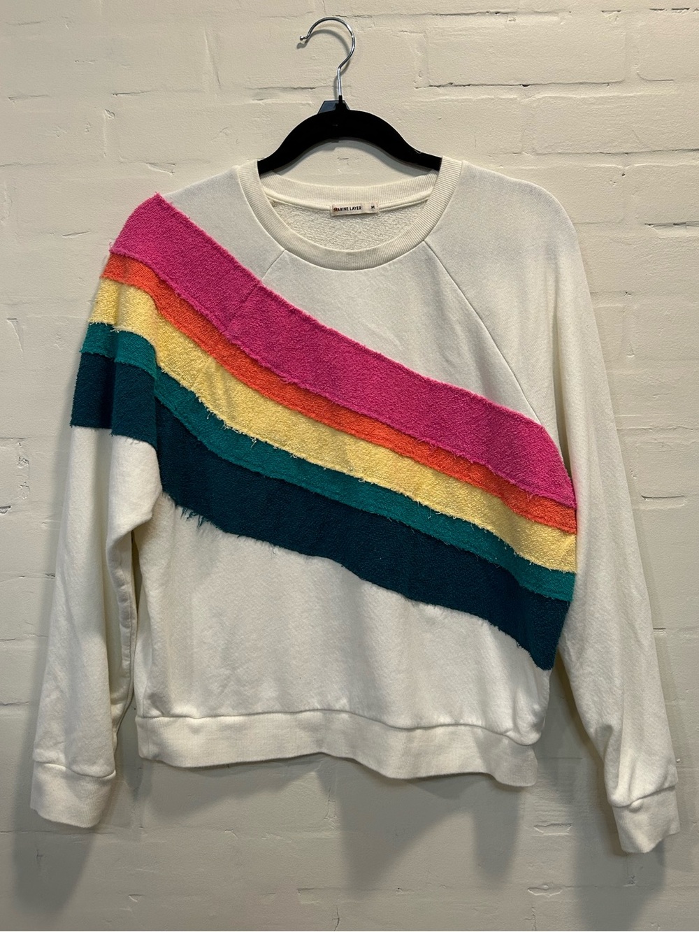 Marine Layer Rainbow Terry Stripe Cotton Sweatshirt Size M